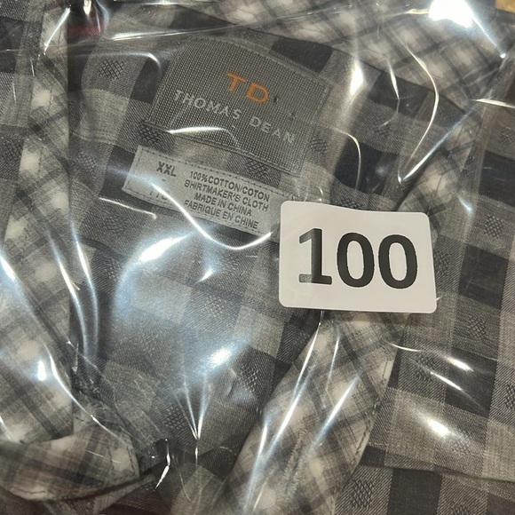 Thomas Dean Men’s XXL TTG Navy Gingham Plaid Dress Shirt Party Shirt Designer - Picture 8 of 8